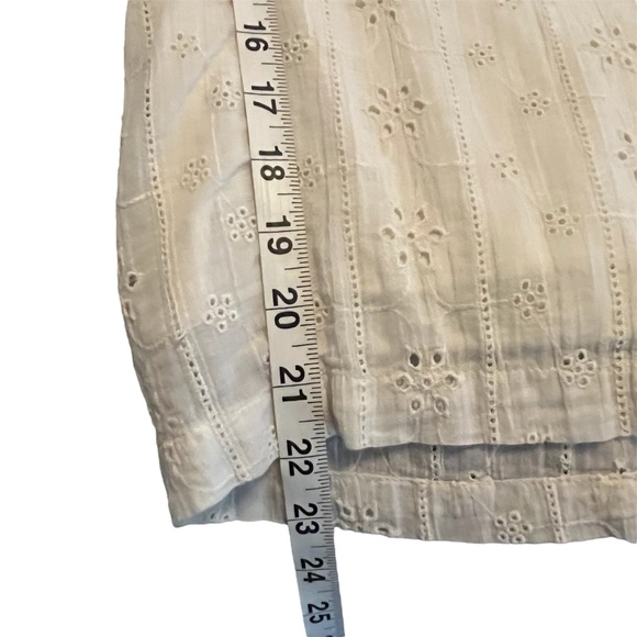 American Eagle Cream Lace Eyelet Smock Cropped Cotton Wide Leg Pant Cottagecore - Picture 12 of 15